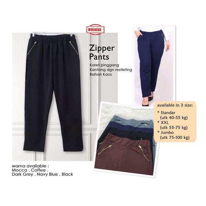 Zipper Pants Celana zipper kantong Celana kerja kasual casual pants long pants Standar XXL Jumbo