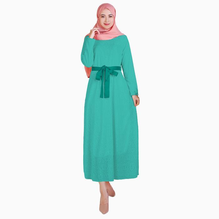 Gamis Brukat Elegan Model Modern Jfashion Hipza Biru