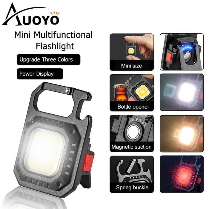 Auoyo Lampu Kerja Senter Mini, Lampu Senter Saku COB Portabel