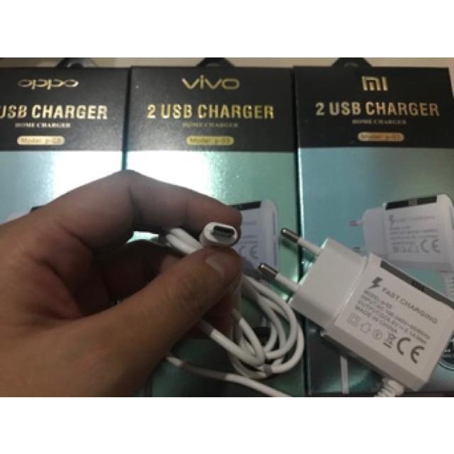 Charger 2 In 1 Branded xiaomi oppo vivo 2A