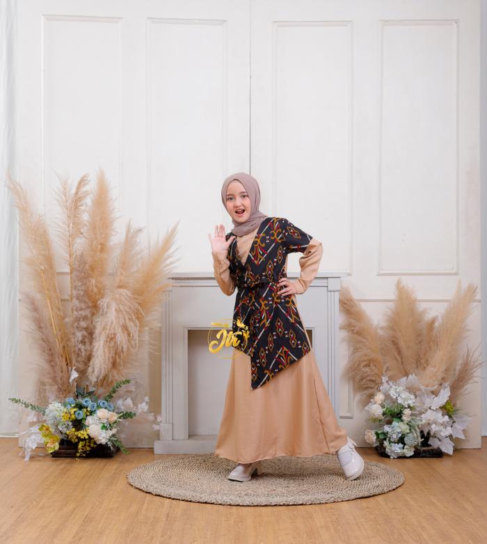 Gaun Jesna Goun Anak Remaja dan Dewasa Kombinasi Batik Katun Rose Moscrepe Original Jlantir - Jepang