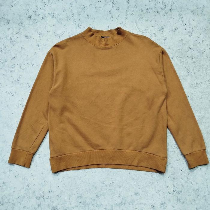 Baju sweater pria HAHA CROSS high neck kaos panjang pria coklat murah bagus