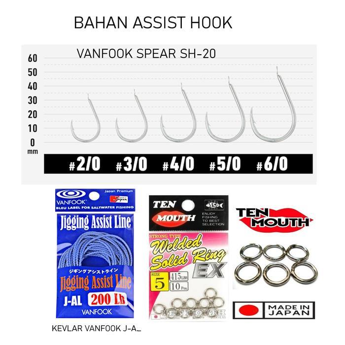 Assist Hook Jigging Custom Vanfook Spear SH-20 Bulu Mutiara Kail Asist Jigging Pancing