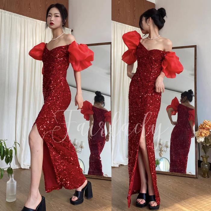 BIG SIZE LD 76-108 Amber Sequin Party Maxi Dress Pesta Korean Style Premium Fairlady_id 9/7