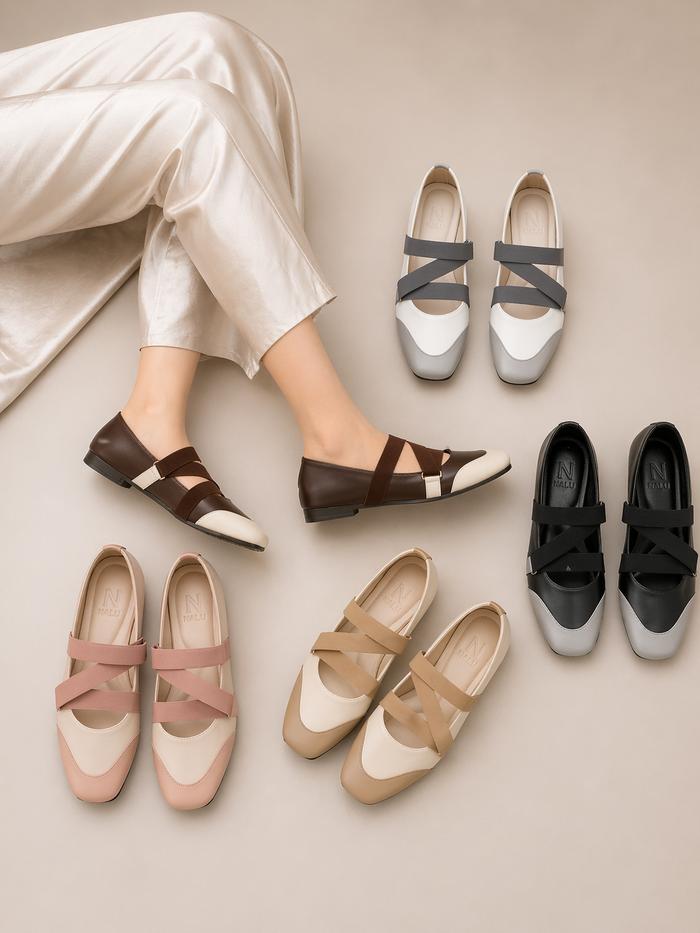 Nalu Official - Sepatu Flatshoes Wanita Minimalis N Strap BBW-A001