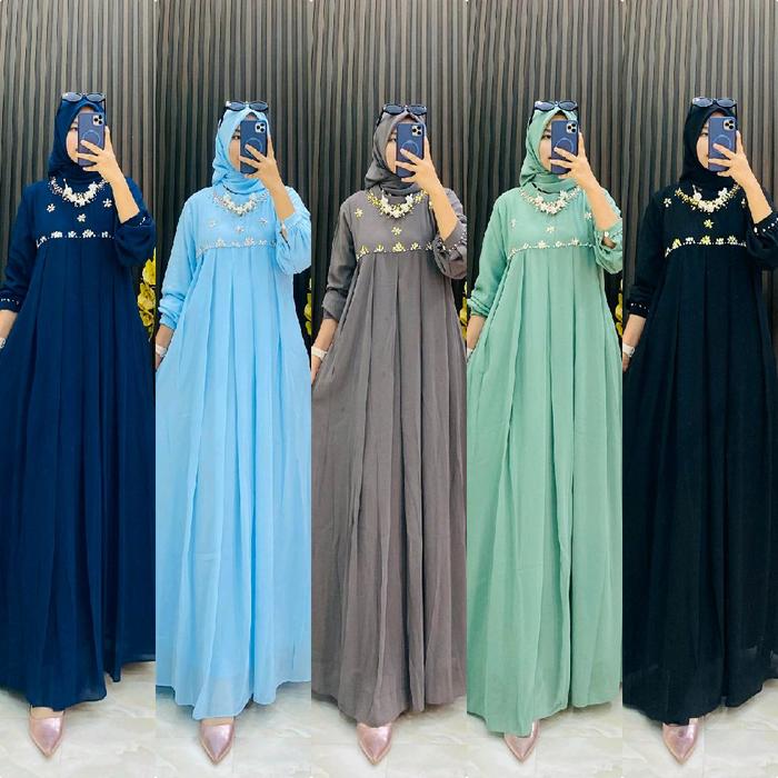 GAMIS SET HIJAB AZZAM PREMIUM | GROSIR PAKAIAN WANITA TERMURAH MEDAN