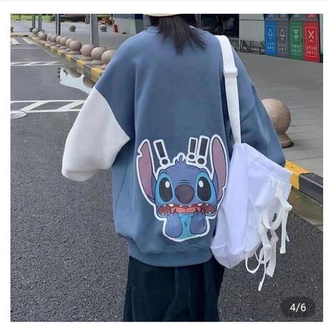 Sweater Big Size ( S - 6XL ) STITCH HALLOWEEN Crewneck Mix Two Tone Jaket Pria Wanita M L XL XXL 3XL