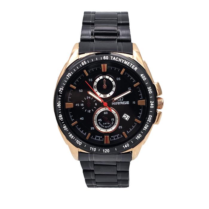 Mirage 7614 Rosegold Black Man MDBBRBA Jam Tangan Pria
