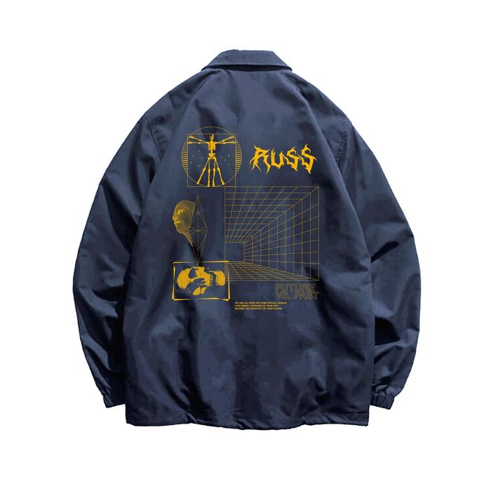 Russ Jacket Coach Pria Future Navy Blue ( Up To Big Size )