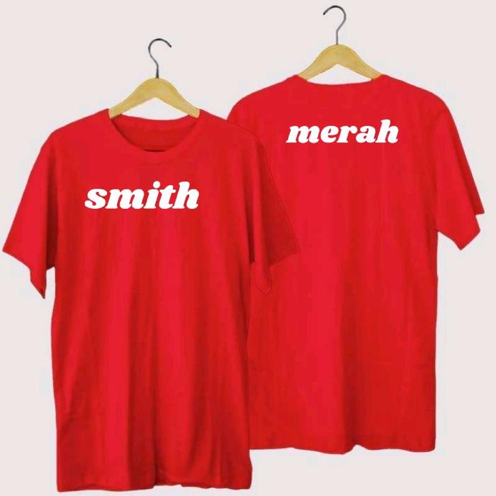 kaos oblong pria wanita dengan bahan kain katun yang tebal dan lembut smit merah cocok dipakai sehar