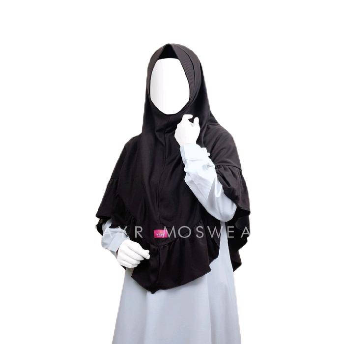 Khayr Moswear Aluna Khimar Series L Pad Antem Rempel Muslim Syari Instan Jilbab Kaos PE Double Super