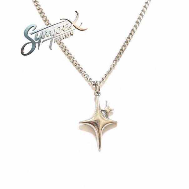 Kalung Titanium Model Jarang Halus Silver Gantungan Bandul Bintang 2 Untuk Pria Dan Wanita