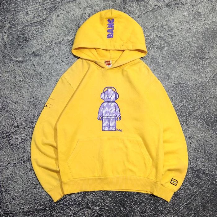 jaket Hoodie BANC logo sablon kuning jaket casual murah size L