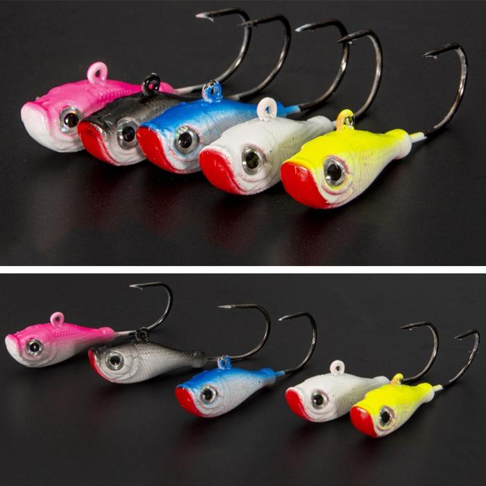 Terlaris, 5 Buah/Set Kail Ikan Lembut Kail Jig Mata 3D 28G Kail