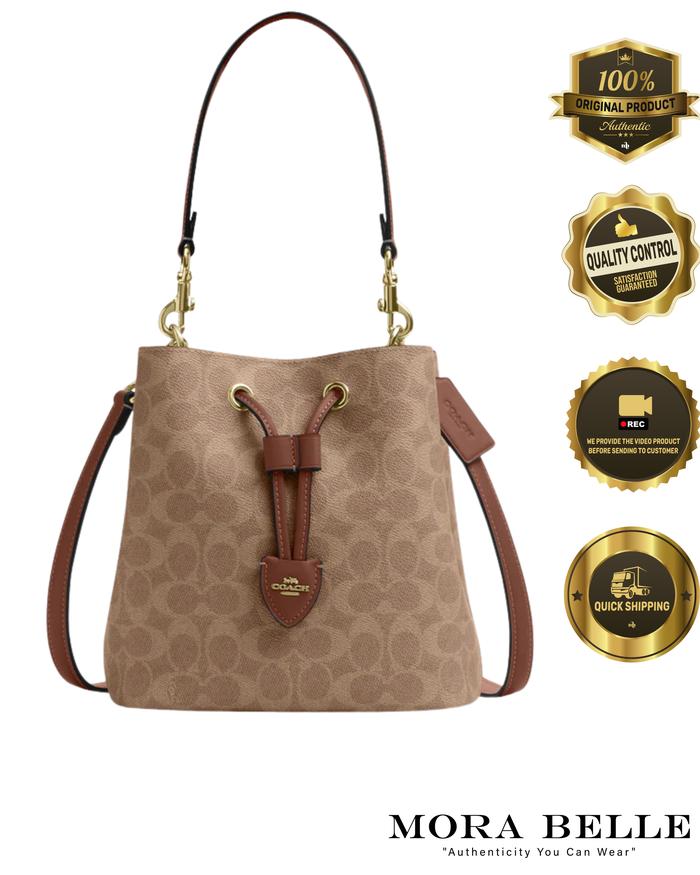 Morabelle Coach Rowan Bucket Bag In Signature Canvas Tan Brown