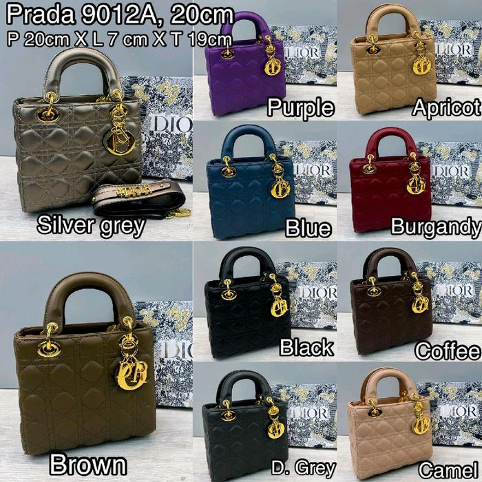 Prada Tas Slingbag Mini Selempang Wanita Model 9012A Warna Purple Apricot Silver Grey Biru Burgundy 