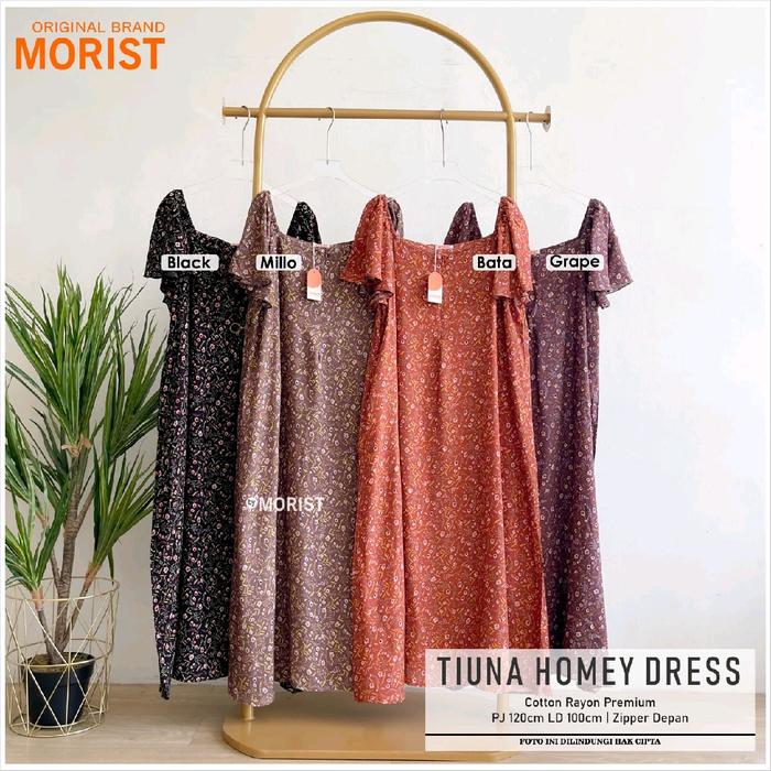 TIUNA HOMEY DRESS DASTER SULTAN KEKINIAN PREMIUM OOTD DIRUMAH OUTFIT MEMASAK MOTIF RAYON BUNGA PREMI