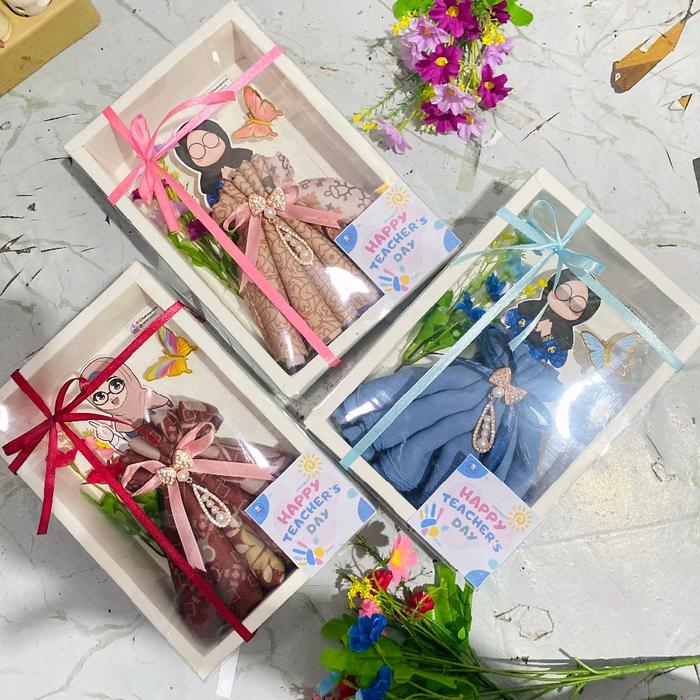 kado box hijab hari guru Muslim Kerudung kado hari guru kado hari ibu