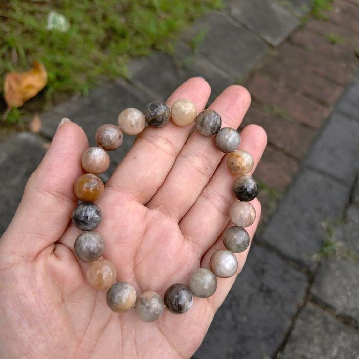GREY MOONSTONE - Gelang Batu Alam Grey Moonstone Natural Premium Asli