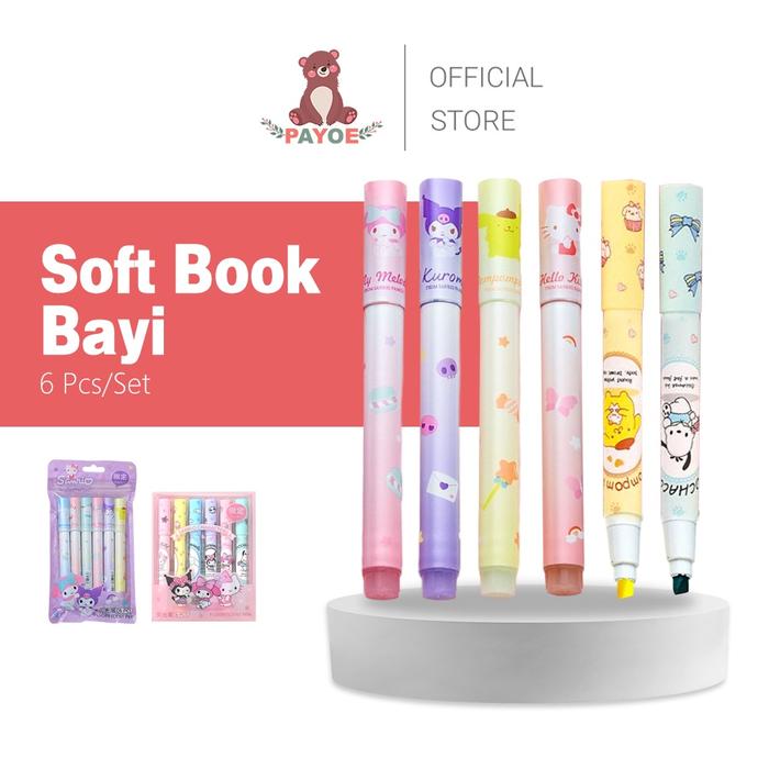 PAYOE 6PCS/set Stabilo Sanrio Highlighter Stabillo Warna Warni Highlighter Pastel Alat Tulis Kantor