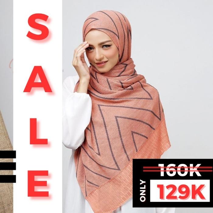 NUHA ZIGZAG PEACH - PREMIUM HIJAB SHAWL RAJUT PASHMINA KERUDUNG JILBAB INSTAN Ap