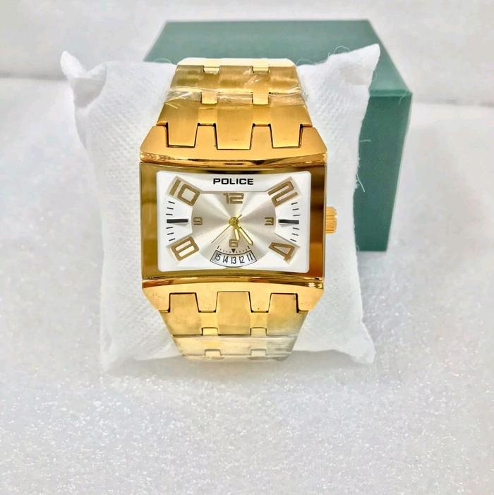 Police Jam Tangan Wanita Premium Diameter 47mm Tanggal Aktif Elegan Model Gold White
