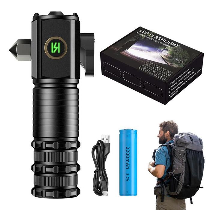 Small Flashlight Handheld Flashlight With Window Hammer Waterproof Outdoor Flashlight Magnetic Flash