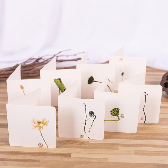 80Pcs/Set Chinese Style Flower Bird Greeting Cards Birthday Wedding Thank You Blessing Invitation fo