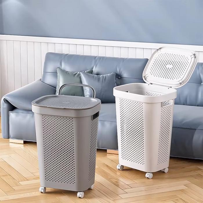 Penthouse Tempat Keranjang Baju Kotor Pakaian Plastik Laundry Bak Keranjang Dengan Tutup 5480-5481 T