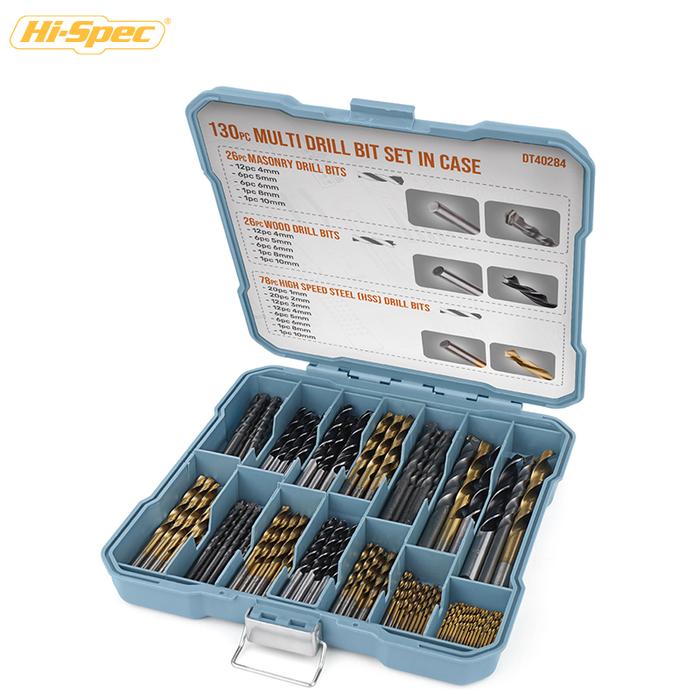 130pcs Hss Drill Tools Set Titanium Coated Twist Wood Drill Bit Hss