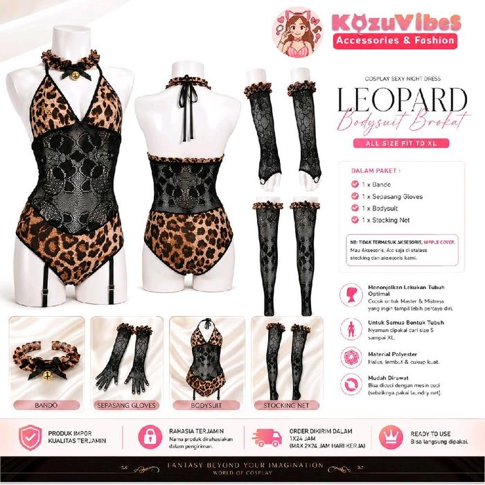 KozuVibes Leopard Bodysuit Brokat