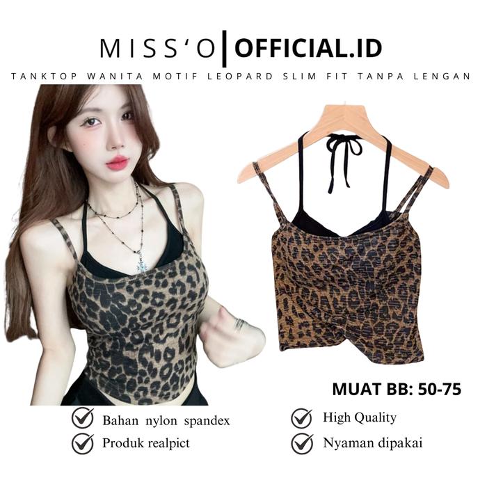 Missoofficial.id BR2191 Tank Top Wanita Motif Leopard Seksi Slim Fit Tanpa Lengan Atasan Cewek Kekin