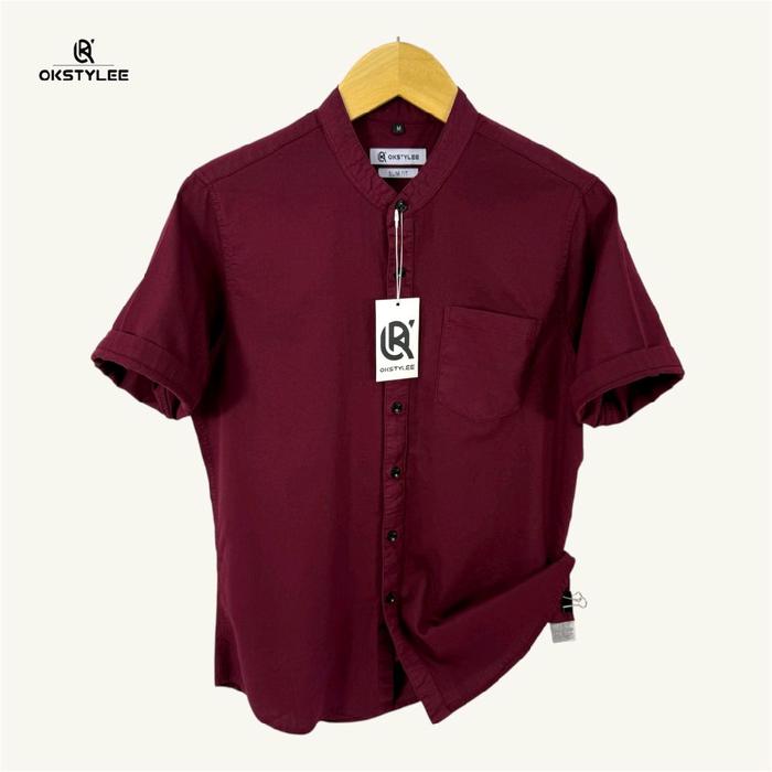Kemeja Shanghai Pria Lengan Pendek Kemeja Pria Kerah Shanghai Kemeja Shanghai Pria Slimfit Premium -