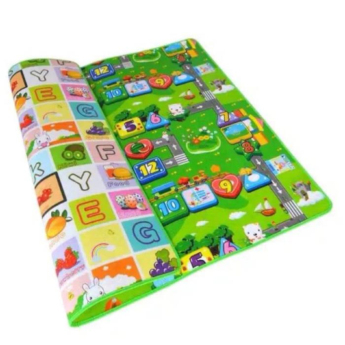 TIKAR MOTIF 120X120CM KARTUN SPONS KARPET SPON ALAS TAHAN AIR TIKER BESAR WATERPROOF PERLAK BAYI