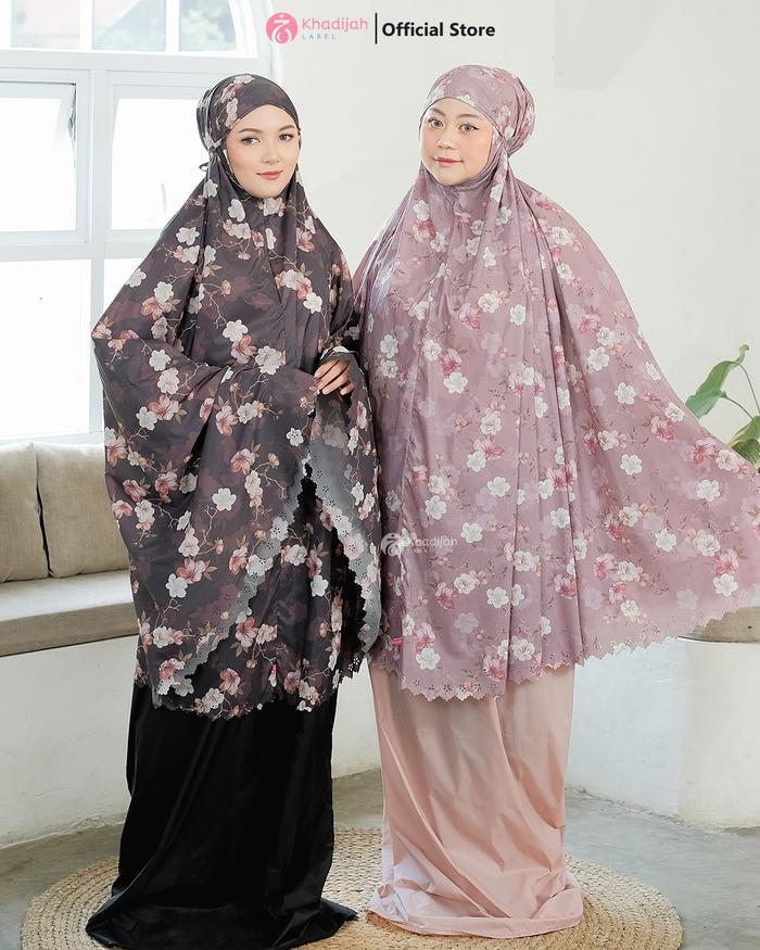 Khadijahlabel Mukena Traveling Mini Pouch Motif 2 in 1 Premium Rubina Parasut Jumbo Bunga Muslim Dew