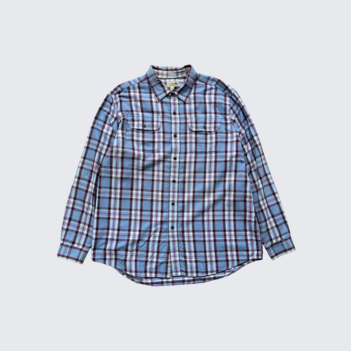 Classic Blue Red Vintage LL Bean Two Pocket Flannel Longsleeve Shirt - Unisex - XL