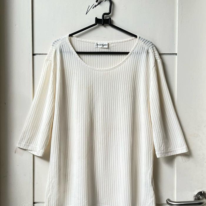 Yves Saint Laurent White Pleats T-shirt