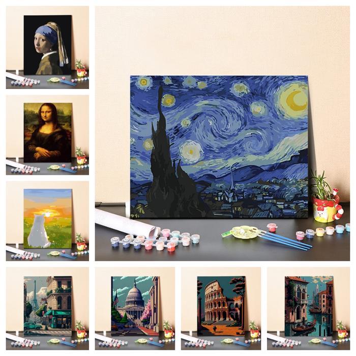 Promo Hightune Paint By Number 30x40 Painting Kit Canvas Paint Kit Digital Aesthetic Kanvas Lukis