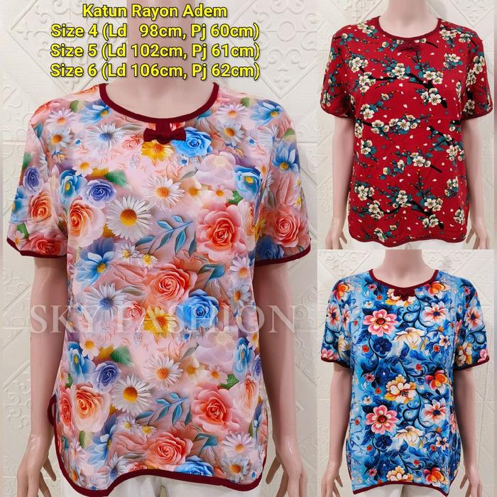 BLOUSE KATUN RAYON WANITA/BAJU ATASAN IBU-IBU #300
