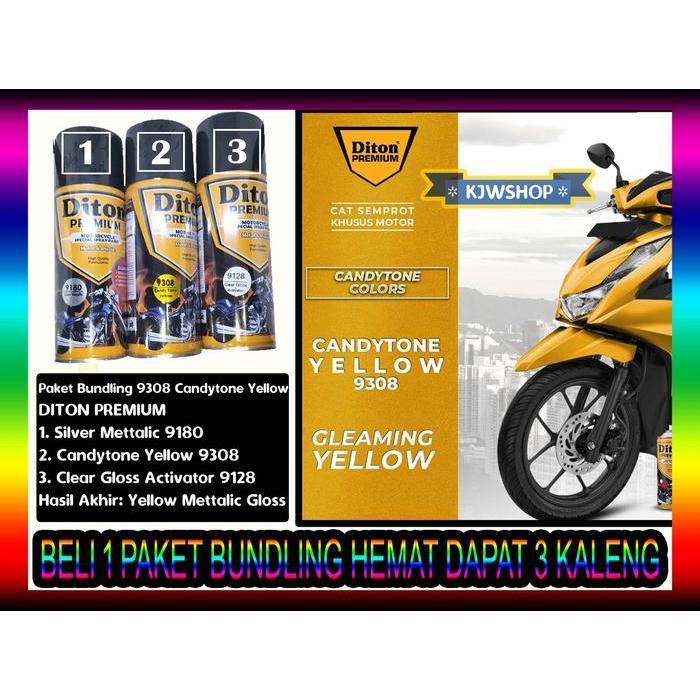 Paket 3 DITON PREMIUM Silver Met 9180 Candy Yellow 9308 Kuning Clear