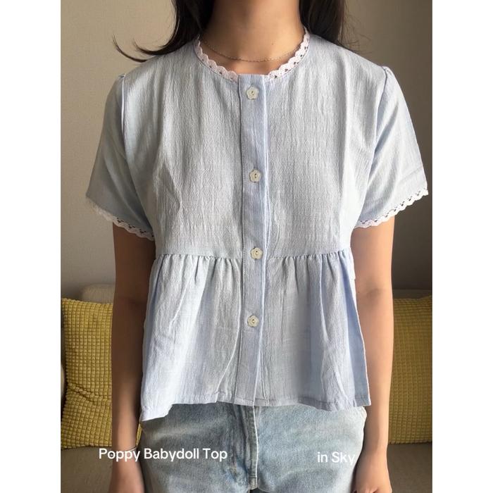 POPPY BABYDOLL TOP // Atasan Linen Babydoll Peplum Coquette
