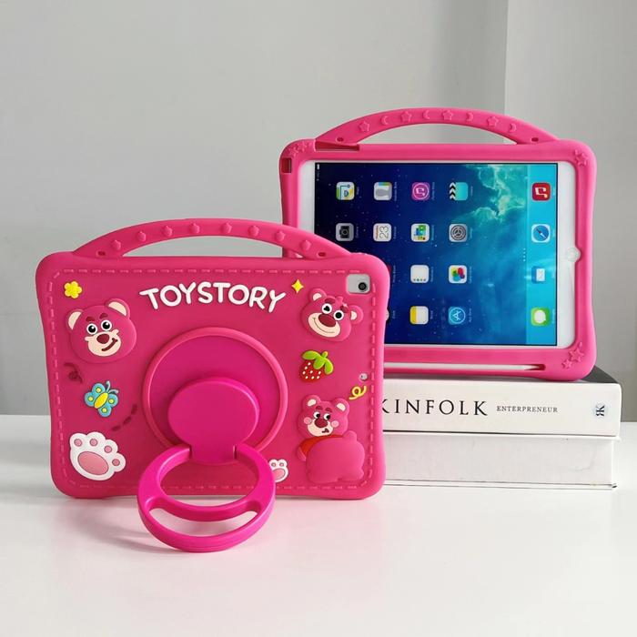 Samsung Tab A9 8.7" A9 Plus 11 Inch 5G Silikon Motif Lotso Bear Pinky Tali Lanyard Rotate Stand Case