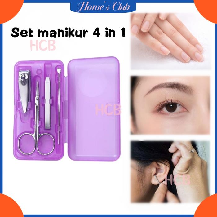 HCB Menicure Set 4 In 1 / Gunting Kuku Cabut Bulu Rambut Pinset Korek Telinga /  Manicure Pedicure S