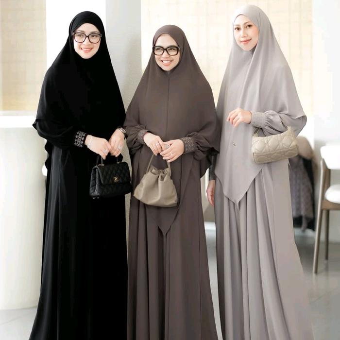 GAMIS SYAR'I AYANA SET DRES ( LONG DRESS & KHIMAR ) ORIGINAL BY SHARAREA