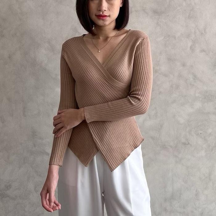 SURRELL - Lilo Knit Top | Atasan Wanita Wrap Knit Top