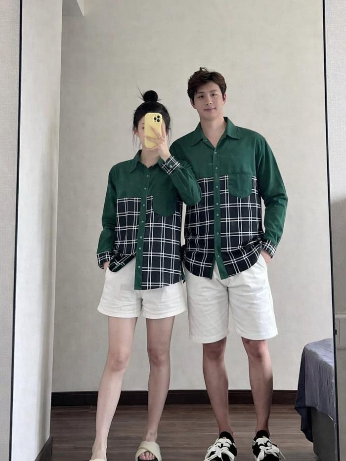 Couple Shirt Korea Viral  Baju Couple Premium Aesthetic  Kemeja Pasangan Kekinian Baju foto Preweddi