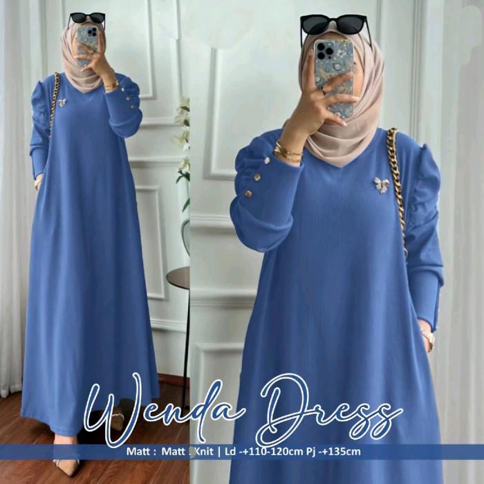 WENDA DRESS RIB KNIT BATWING KANCING GAMIS DRES ATASAN JUMBO BESAR PANJANG MAXI BTCSOLO BTC_SOLO WAN