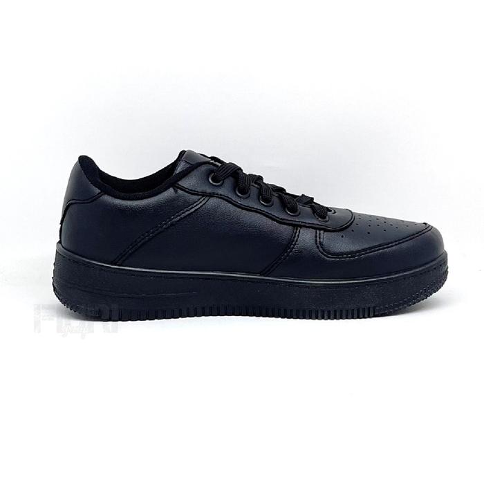 Tergacor FIURI - NEW ERA ORIGINAL - FORCE ONE 37-44 FULL HITAM - SEPATU SNEAKERS KANVAS SOL KARET LA