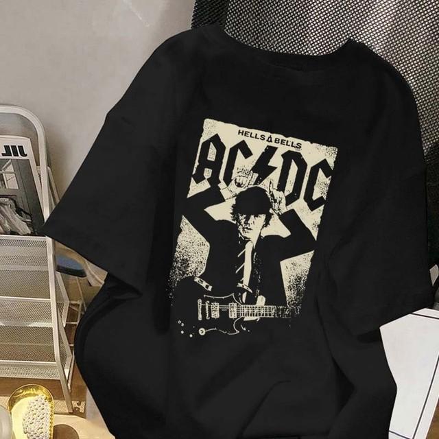 Poster karakter huruf ACDC kepribadian hip-hop Kaos Lengan Pendek Pria|Kaos Pria Terbaru 2024|Kaos C