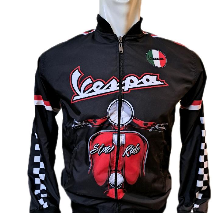 Jaket VESPA CLASSIC Full Printing Desain Klasik untuk Hobi Team Racing Riding Anak Muda Minimalis Mo